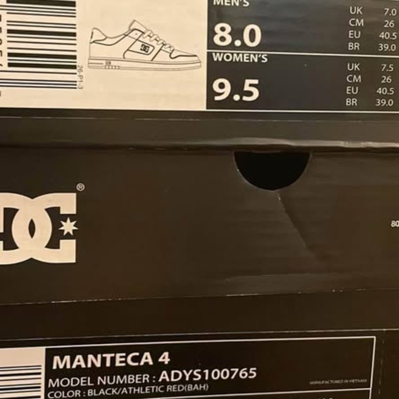 BRAND NEW women dc DC manteca red black skate shoes size US 9.5 10 10.5 11 - Picture 8 of 8